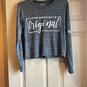 Gray On‎ Fire Long Sleeve Graphic Tee, Size Medium